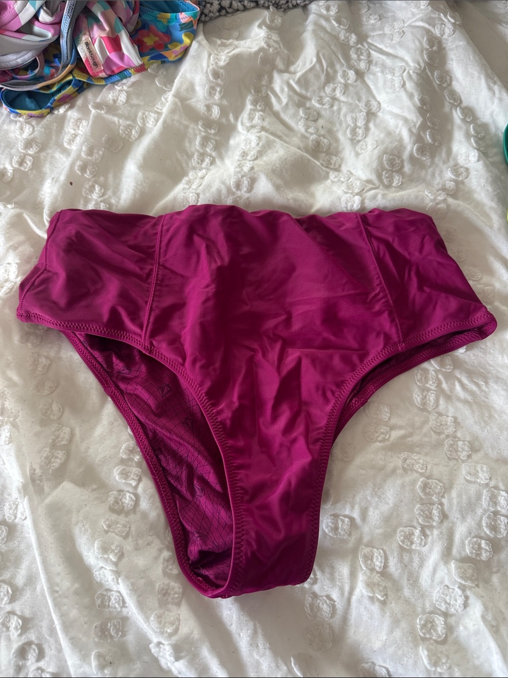 Volcom High-Waist Bikini Bottom in Deep Magenta